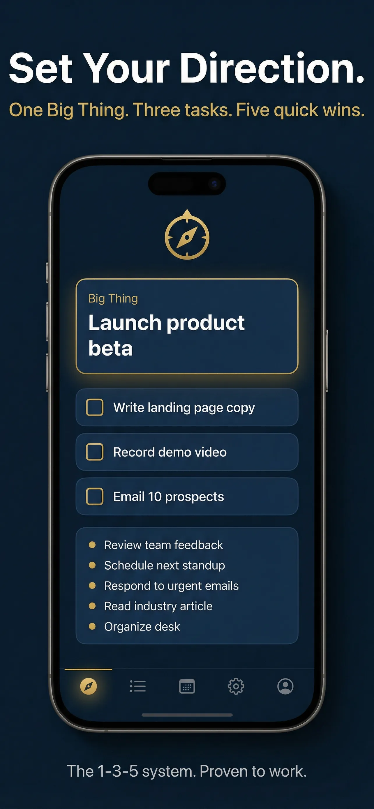 1-3-5 Daily Plan screen
